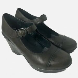 Dansko Fanny Wedge Mary Jane Black Women's  Shoes Heels